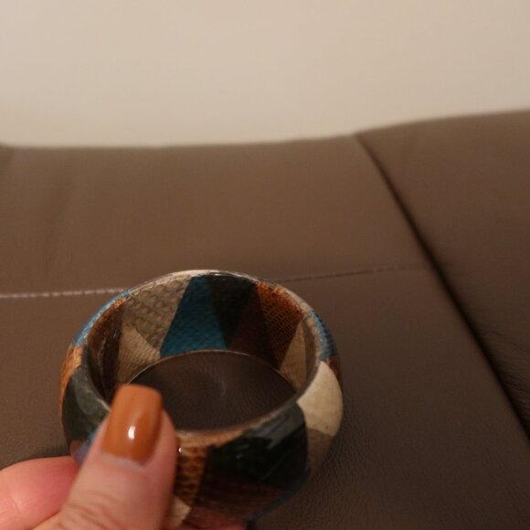 $450 ETRO cuff bangle bracelet multicolor teal, brown, grey, green, and cream - Picture 7 of 13
